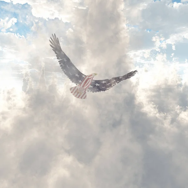 国家色彩的雄鹰在云端飞翔 — 图库照片