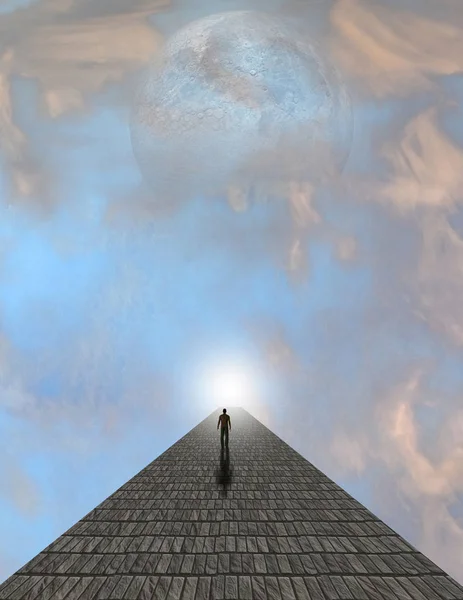 石头在云层之上的男人 — 图库照片