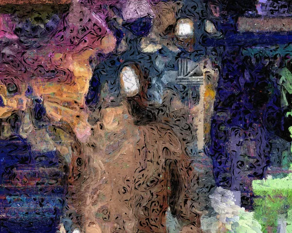 Abstrakt Målning Med Ansiktslös Man — Stockfoto
