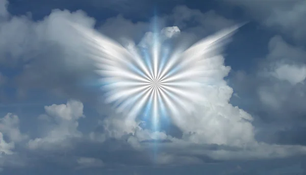 Siivekäs Tähti Pilvisellä Taivaalla Renderointi — kuvapankkivalokuva
