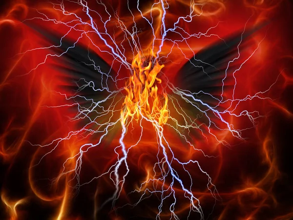 Evil Winged Beast Fire Lighting — Stock Photo, Image