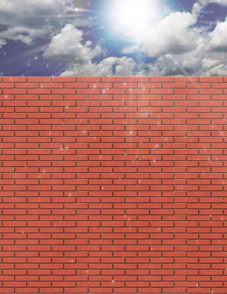 Scala Appoggiata Muro Con Cielo — Foto Stock