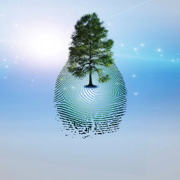 Surrealism Green Tree Fingerprint — Stock Photo, Image