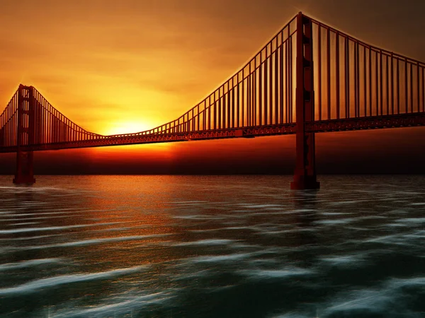 Golden Gate Híd Festői Illusztráció — Stock Fotó