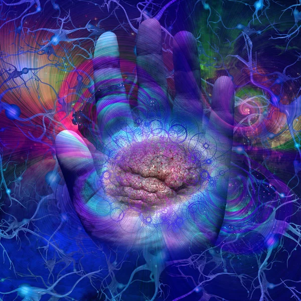 Galactic Mind Hand God Rendering — Stock Photo, Image