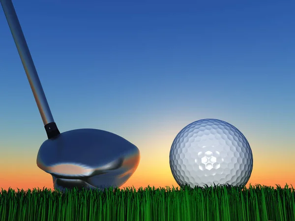 Golf Club Bal Groen Gras — Stockfoto