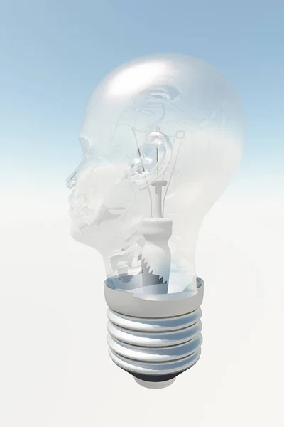 Light Bulb Form Human Head — Stock Photo, Image