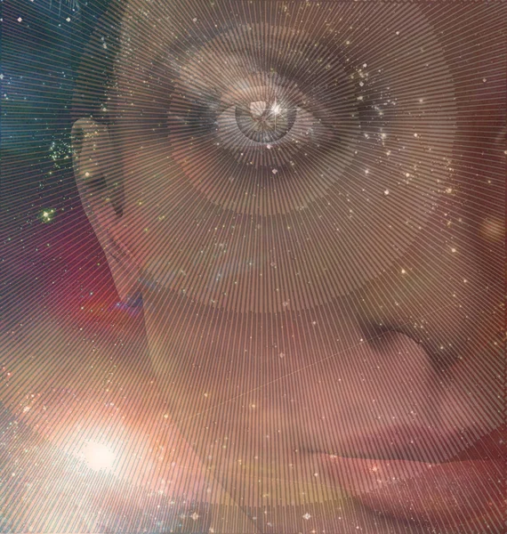 Womans Face Eternal Universe — Stock Photo, Image