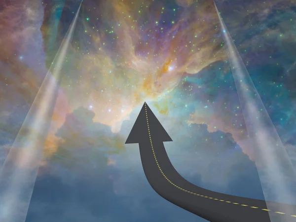 Road Arrow Shape Leads Universe Background — Stock Photo, Image