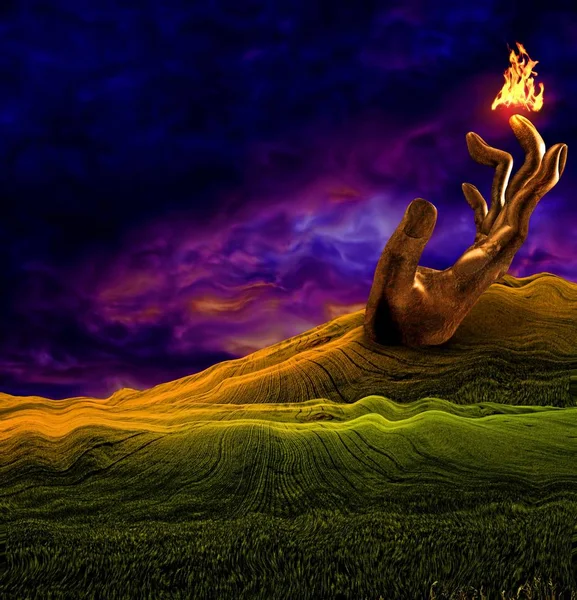 Gerçeküstü Sanat Yeşil Alanda Dev Yapar Yangın — Stok fotoğraf