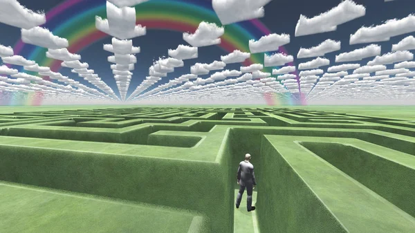 Figure Maze Arrow Clouds — Stock Photo, Image