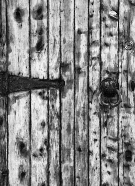 Старые Деревянные Двери Кольцевым Стуком — стоковое фото