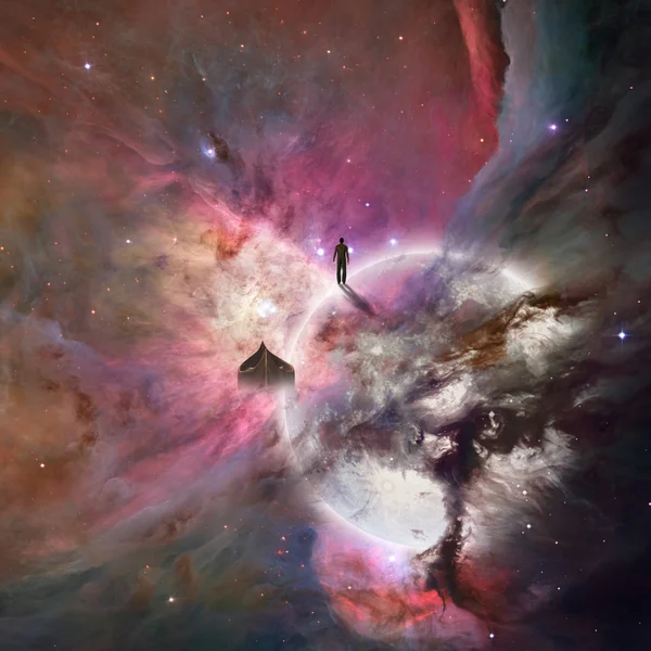 Deep Space Pozadí Lidskou Bytostí Vykreslování — Stock fotografie