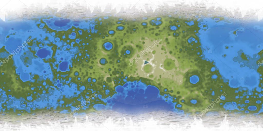 Terraformed moon map. 3D rendering