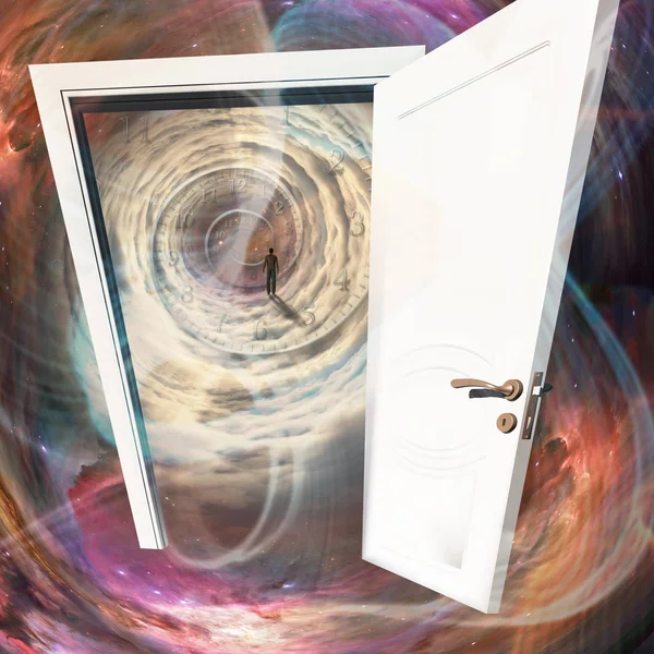 White Door Man Space Tunnel — Stock Photo, Image