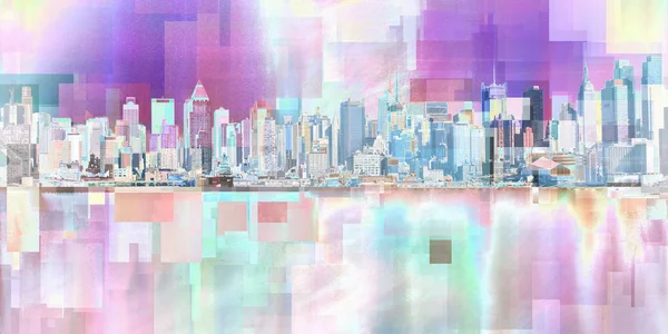 Modern Art New York Cityscape Manhattan Rendering — Stock Photo, Image