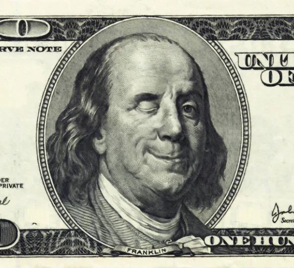 Smiling Ben Franklin Wink — Stock Photo, Image