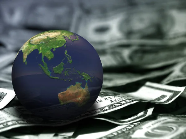 Globe Sur Les Dollars Américains — Photo