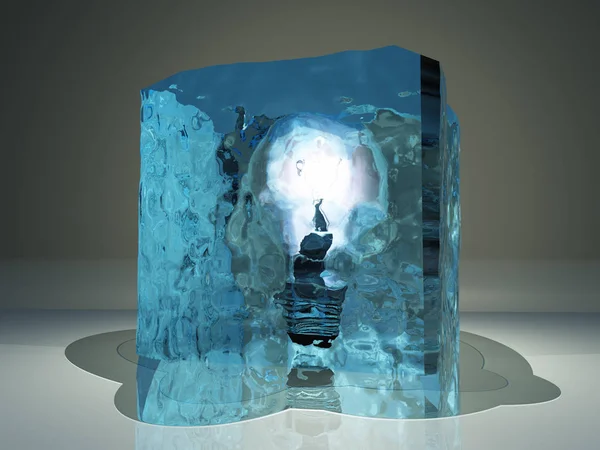 冻结在冰中的灯泡 — 图库照片