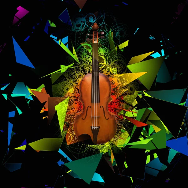 디지털 회화입니다 추상적인 배경에 바이올린 — 스톡 사진