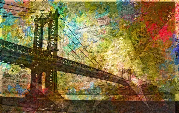 Manhattan Bridge Painterly Landscape — Stock Photo, Image