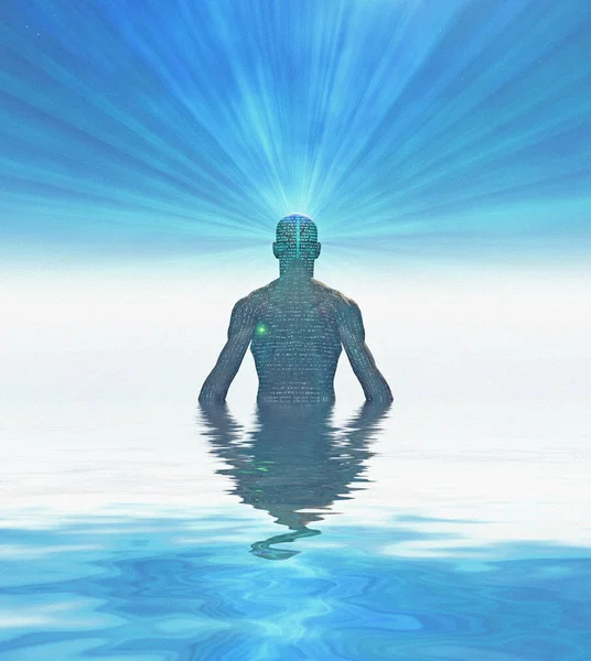 Man radiates light from mind