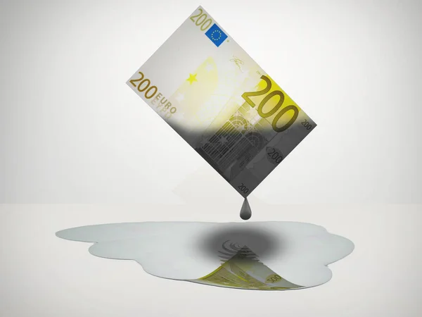 Olaj Csöpög 200 Euro Megjegyzés — Stock Fotó