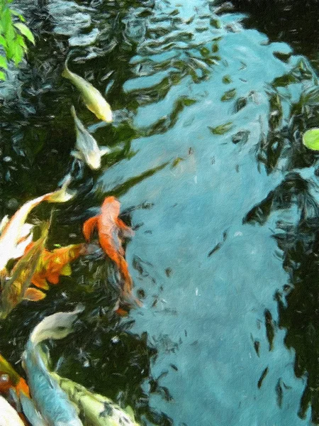 Peixes Koi Ilustração Moderna Colorida Para Fundo — Fotografia de Stock