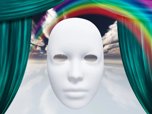 Wit Masker Gordijnen Met Regenboog — Stockfoto