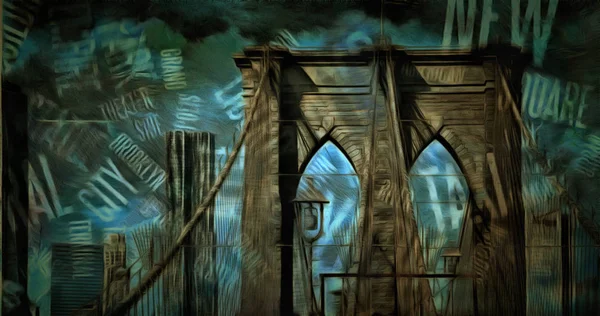 Brooklyn Bridge Související Text — Stock fotografie