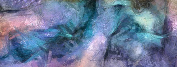 Bunte Abstrakte Malerei Blue Azure Pinselstriche — Stockfoto