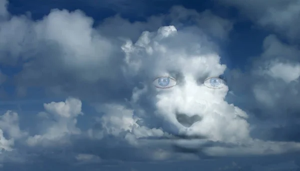 Mystic Woman Face Clouds — Stock Photo, Image