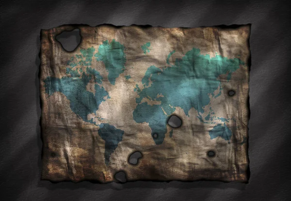 World Map Old Distressed Paper — Stock Photo, Image