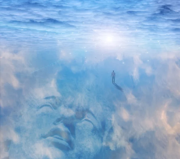 Figure Man Cloudy Sky Face — Stock Photo, Image