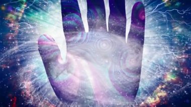 İnsan avuç içi ve galaksisi sonsuz uzayda