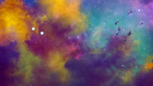 Nuages colorés et étoiles brillantes — Video