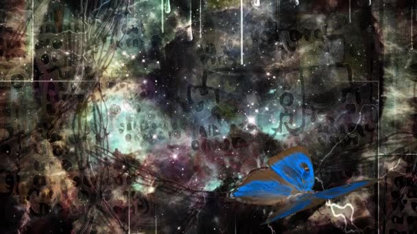 Метелик на сюрреалістичному темному мистецтві — стокове відео