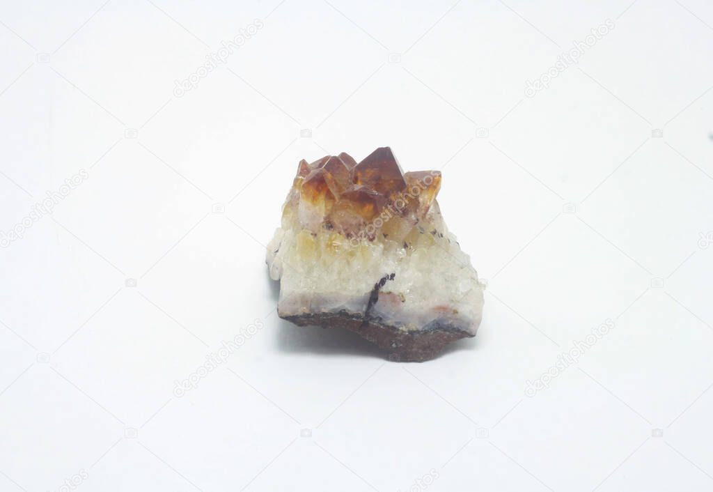 Druse citrine mineral stone, isolated