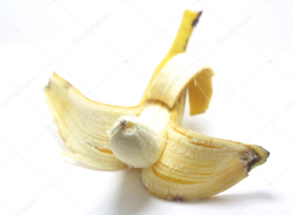 Peeled banana isolated on white backgroun