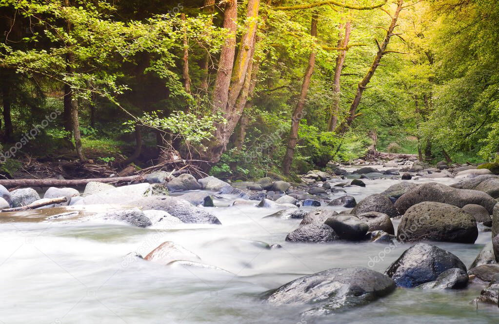 Mountain river at long exposure. Georgia.