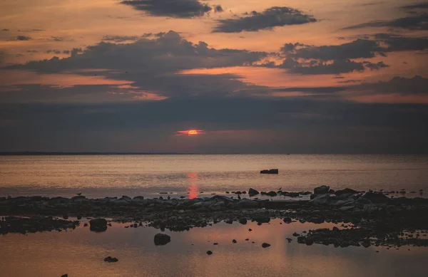 夏の日没時にフィンランド湾の砂岩の海岸 — ストック写真