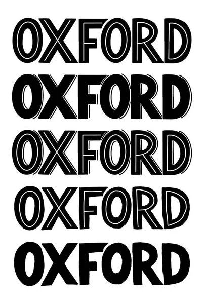 Kota Oxford sans serif logo atau tipografi untuk kartu pos, poster atau lainnya - Stok Vektor