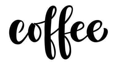 Kahve vektör harfleri. Elle çizilmiş fırça harf kelime kahve. Menü, kafeler, restoranlar, fırın için minimalist tasarım.