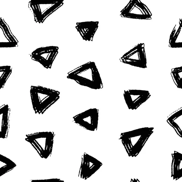 Patrón de estilo lunar dibujado a mano triángulos grunge ásperos. Patrón sin costura vectorial. Ilustración de tinta perfecta para papel de envolver, textiles, telas y telones de fondo . — Vector de stock