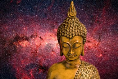 Buddha statue in milky way clipart