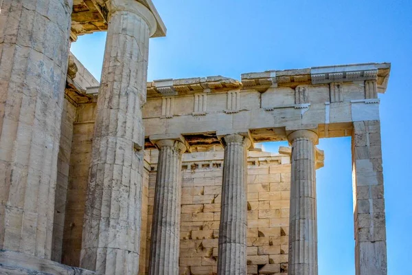 Propylaea Porta Entrada Para Acrópole Atenas Património Mundial Unesco — Fotografia de Stock