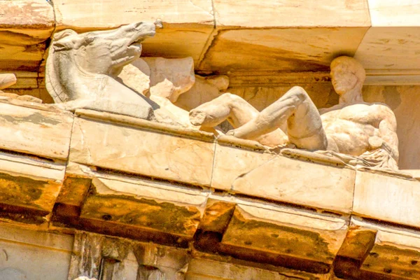 Detalj Kolumner Och Fris Parthenon Akropolis Aten Grekland — Stockfoto