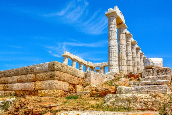 Starověký Řecký Poseidonův Chrám Mysu Sounion Atény Řecko — Stock fotografie