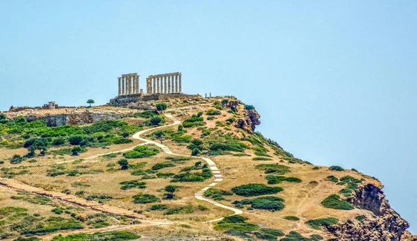 Antiguo Templo Griego Poseidón Cabo Sounion Atenas Grecia Fotos De Stock Sin Royalties Gratis