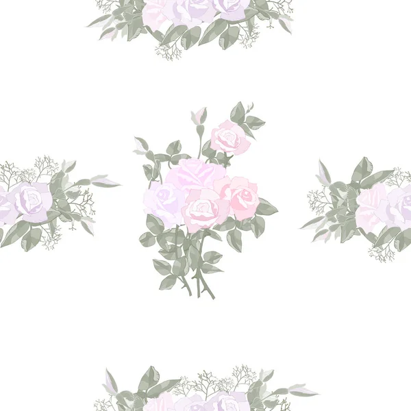 Троянди Безшовний Пастельний Візерунок Вінтаж — стоковий вектор